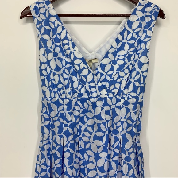 G.H. Bass & Co. Blue & White Floral Cotton Tie Back V-Neck Sundress Size 2 - Picture 3 of 12